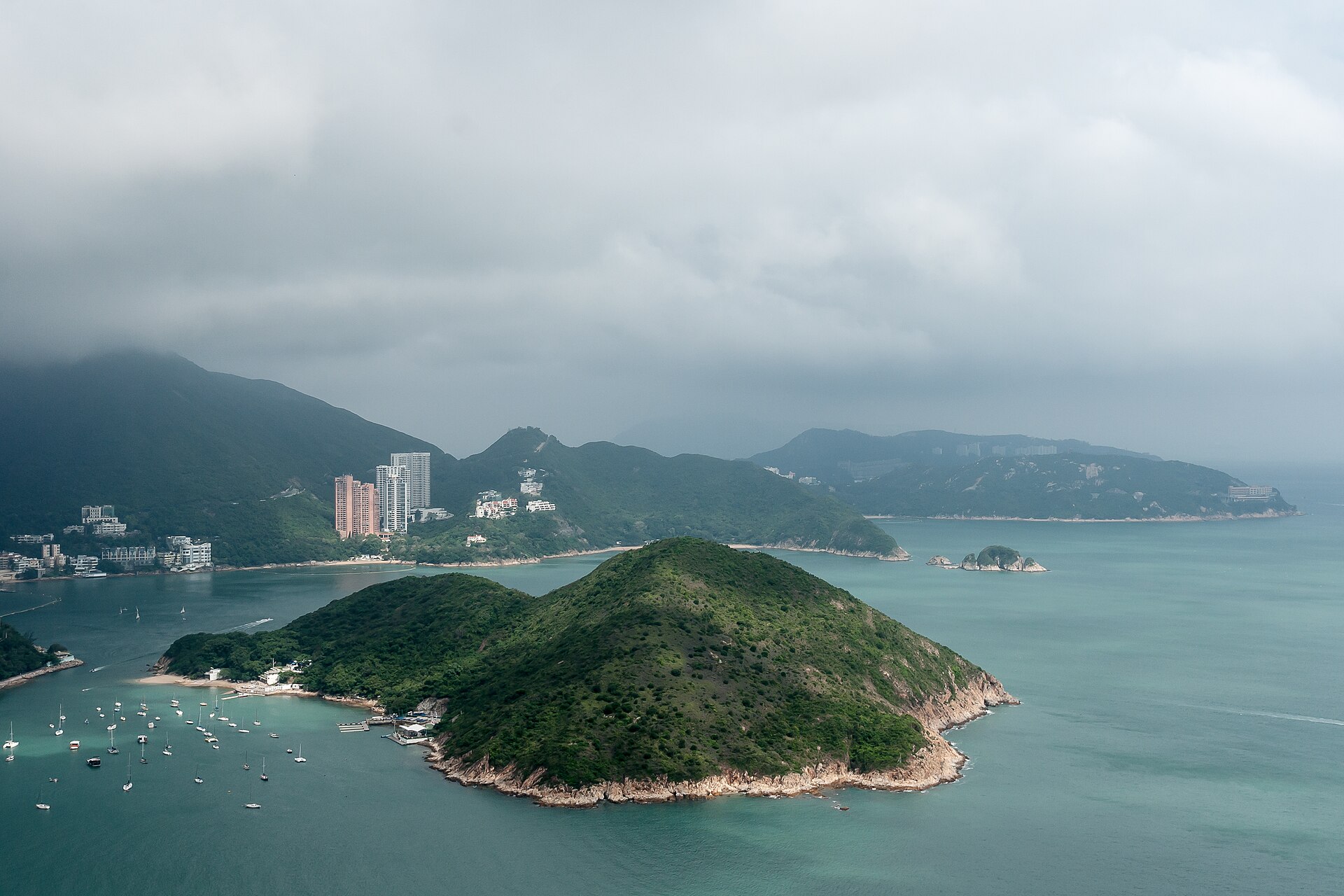 Hong Kong beach island boat