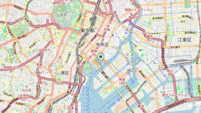 Map showing the location of Tsukiji