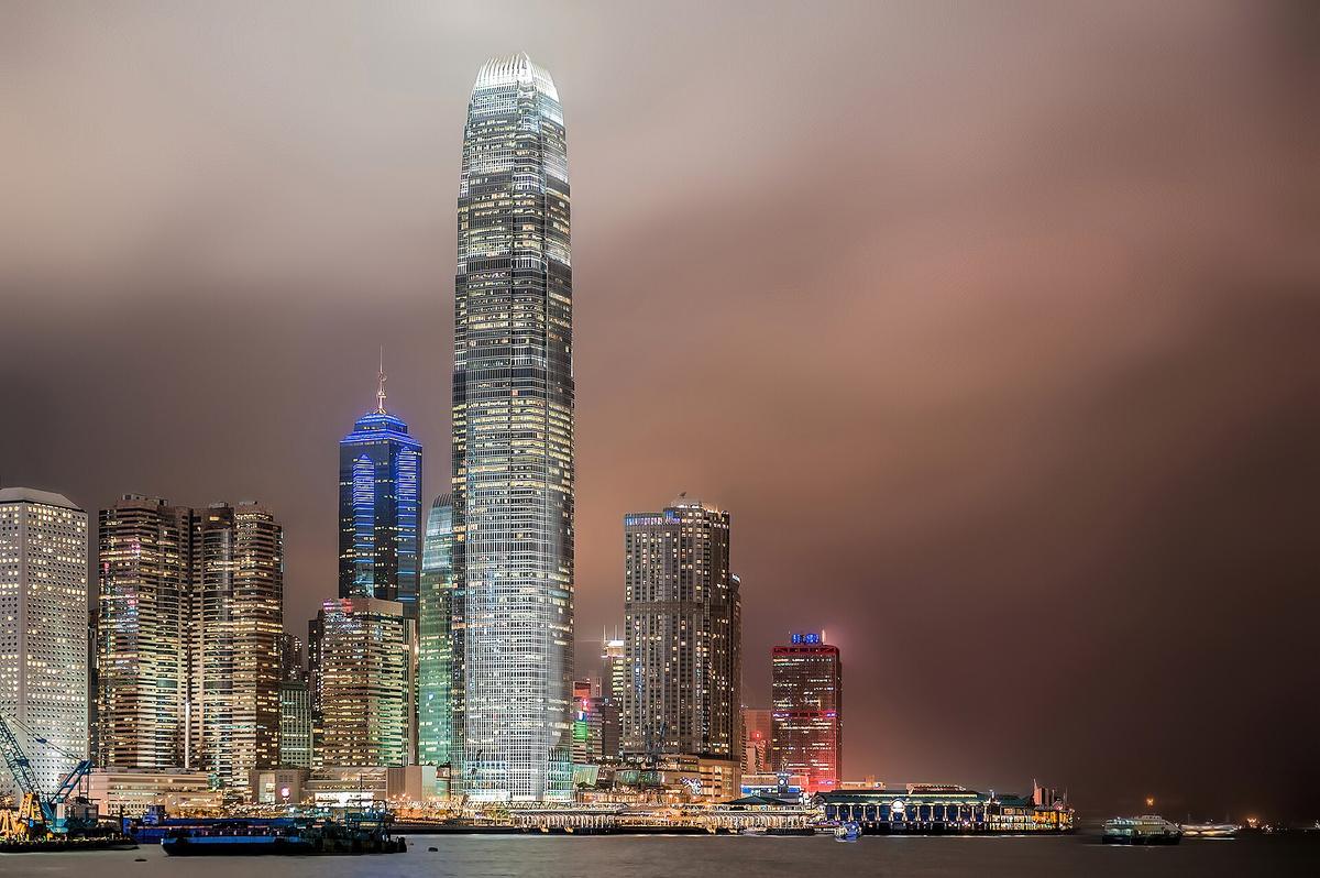 Hong Kong Typhoon Signals and Rainstorm Warnings Explained: Hong Kong skyscrapers in a night of typhoon